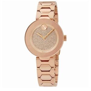 Movado Gold Watch with Crystal Pavé Dial